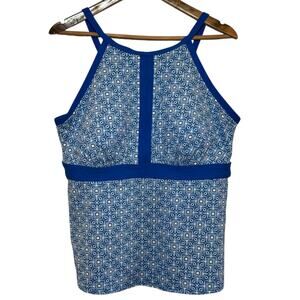 Lands End UPF 50 Plus Size 20W/L Keyhole High Neck Modest Tankini Swim Top